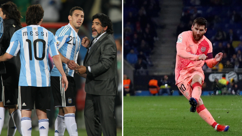 Huyền thoại Maradona tiết lộ SỐC: “Tôi là người đã dạy Messi sút phạt”