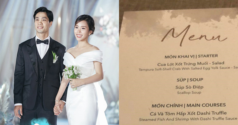 Lộ thực đơn tiệc cưới Công Phượng - Viên Minh do chính 2 người lựa chọn