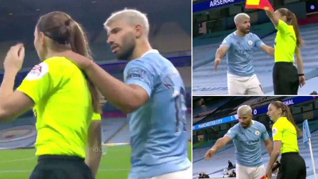 VIDEO: Aguero và hành động gây sốc với trọng tài nữ trận Man City - Arsenal