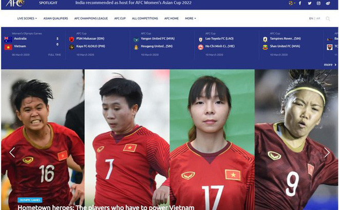 AFC đã đánh giá cao 4 tuyển thủ nữ Việt Nam