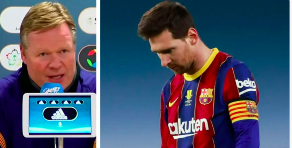 Messi nhận thẻ đỏ, Koeman vẫn lên tiếng khen ngợi sau trận thua của Barcelona