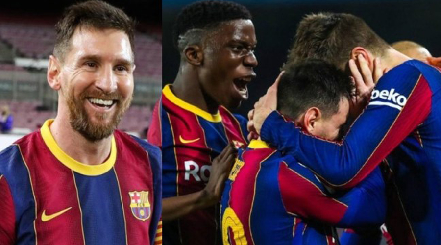 Hài hước: Messi nhảy tâng tâng ăn mừng bàn thắng của Pique