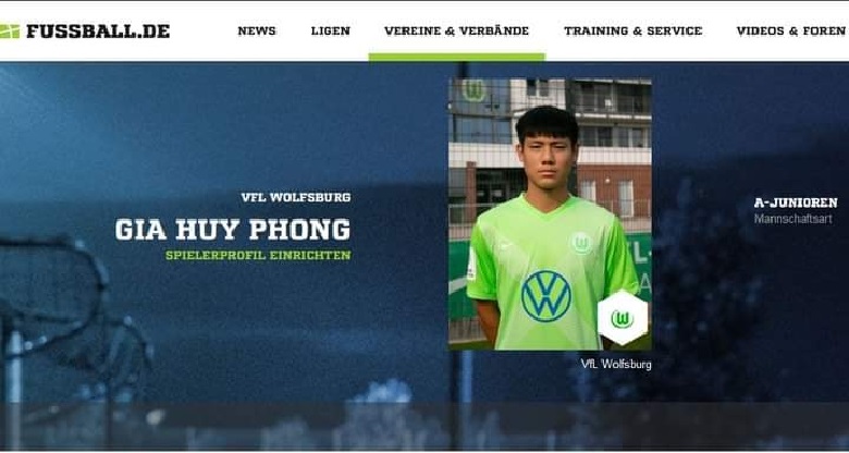 Gia Huy Phong, trụ cột U19 Wolfsburg đem đến niềm hy vọng cho Việt Nam 