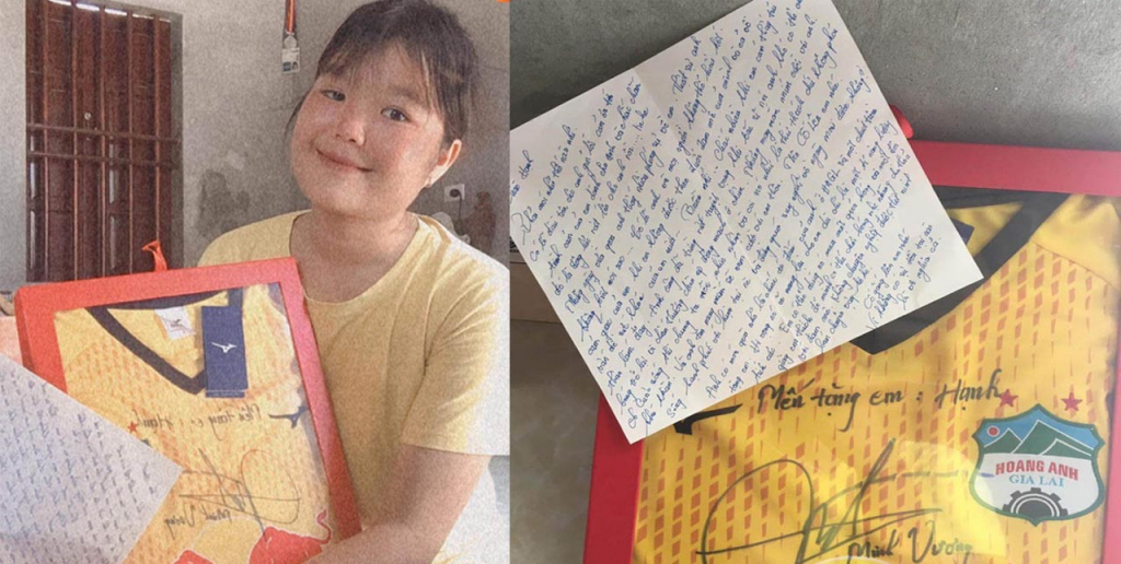 Xúc động món quà và tâm thư Minh Vương gửi tới nữ cầu thủ trẻ đang mắc bệnh