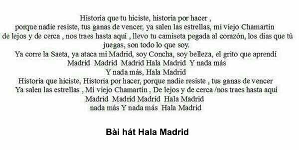 Lời bài hát hala madrid